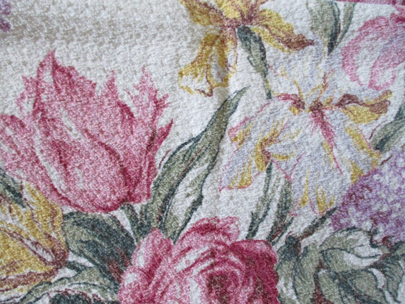 Rose bouquets vintage cuddle cloth barkcloth fabric mid century RoSeS home decor do it yourself curtain panel tulips sewing fabric