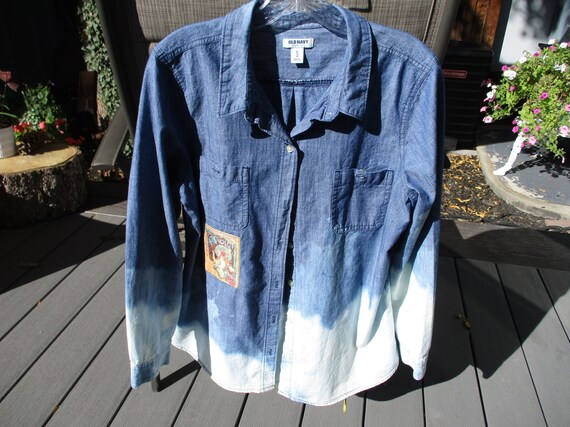 Bleached denim shirt womens 2025