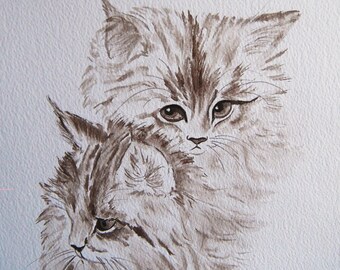 chatons persans,  dessin, décoration maison, animaux, amateur de chats