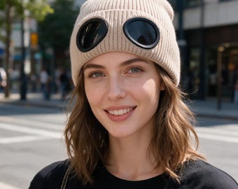 Alien Glasses Beanie Cute Knitted Winter Hat Quirky Funny Beanie Warm Breathable Autumn Hat Unique Casual Knit Cap Unisex Gift