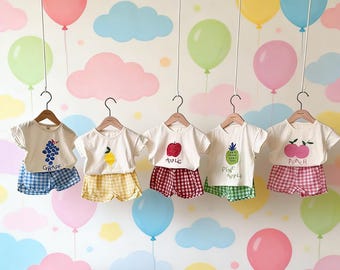 Ensemble short et chemise à monogramme pour garçons, tenue personnalisée pour tout-petit, short vichy pour garçon, nom personnalisé, cadeau d'anniversaire, cadeau de baby shower