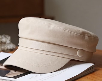 Boina octogonal para mujer, gorra de algodón estilo Newsboy, gorra plana vintage, gorra de artista/pintora, gorra militar elegante para mujer.
