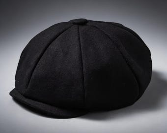Casquette gavroche en laine à 8 panneaux, noir camel, casquette plate octogonale classique homme femme printemps automne béret