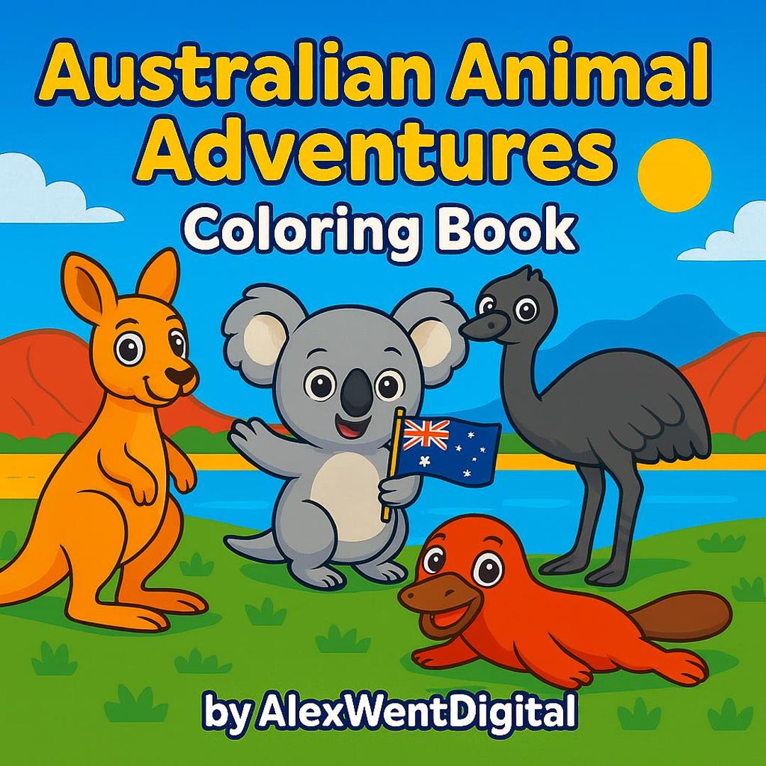 Australian Animals Colouring Book for Kids: 18 Printable Designs (PDF ...