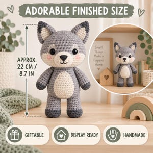 Wolf Amigurumi Virkmönster PDF, Nybörjarleksaksmönster i amerikanska termer