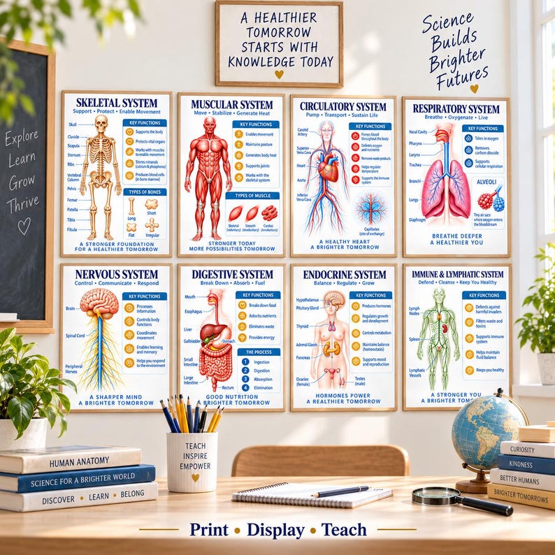 Human Body Systems Posters Bundle, 90 Biology Anatomy Infographics ...