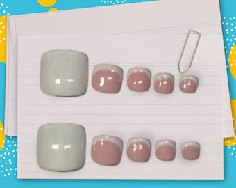 Handmade press on toe nails, French style, versatile color options