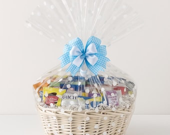 Baby Boy Themed Hand-Crafted Gift Basket of Assorted Chocolates, Cookies, Candy, and Snacks