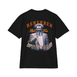 Vintage Wolfman Graphic T-shirt, Atlanta Nostalgia TV History T-shirt, 90-tals retro reklam bootleg