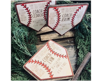 COACH T-Ball Baseball Trophy Custom Personalized Laser Engraved Coach Plaque Thank You End of Season Award Stand