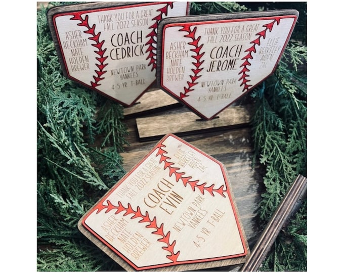 Personalized Baseball Coach Plaque: Laser Engraved T-Ball Trophy