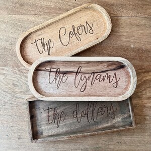 PERSONALIZADO Apellido Bienvenido a casa Nuevo Casado Boda Captura todas las llaves Monedero Cambio de dinero Mesilla de noche Madera Grabado Ducha