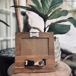 Memorial Dog Cat Frame Collar and Tag Display Sign with Quote Tile Wooden Laser Engraved