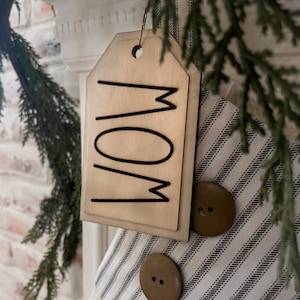 Laser engraved wooden stocking tags or gift tags image 1