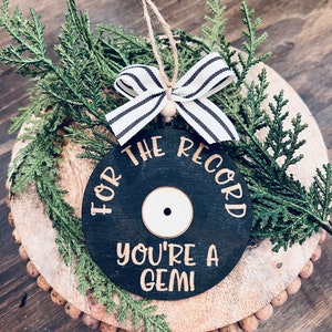 3” Vinyl Record CUSTOM WORDING Laser Engraved Cheesy Saying Black and White Ornament 33 45 78 Nostalgic Nostalgia Player