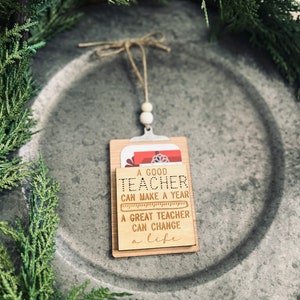 Teacher Gift Card Holder Ornament Clipboard Customized Personalized Made to Order Class Gift Farmhouse Neutral