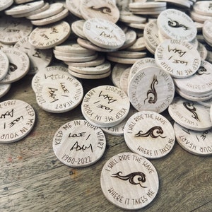Ships Quick! Custom Laser Engraved Wooden Memorial Remembrance Token Quote Funeral Reminder Saying MADE TO ORDER Custom wording handwriting