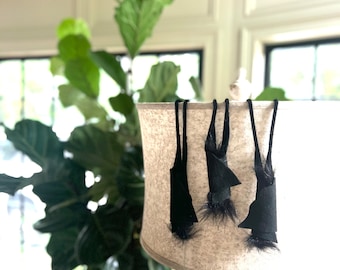 Handmade Bats Hanging Felt Decor Farmhouse Spooky Bendable Natural Neutral Primitive