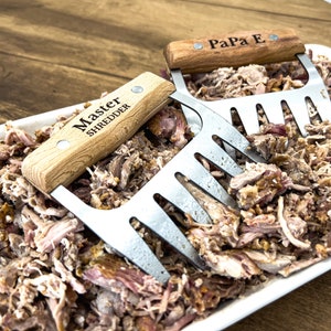 Wood & Metal Laser Engraved Meat Shredders Master Shredder Father’s Day Grandfather Grandparent Uncle Grill Smoker BBQ