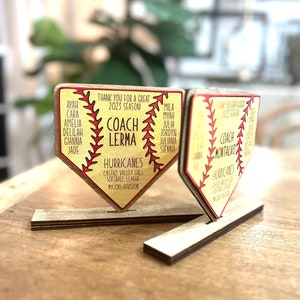 COACH softball T-Ball Baseball Trophy Custom Personalized Laser Engraved Coach Plaque Thank You End of Season Award Stand