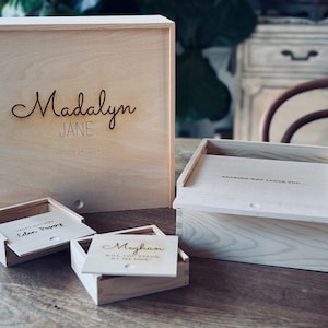 Personalized MADE TO ORDER custom memory box storage gift wooden slide keepsake heirloom