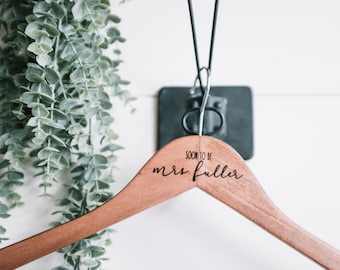 Engraved Wooden Wedding Hanger, Custom Name Bridal Party Gift