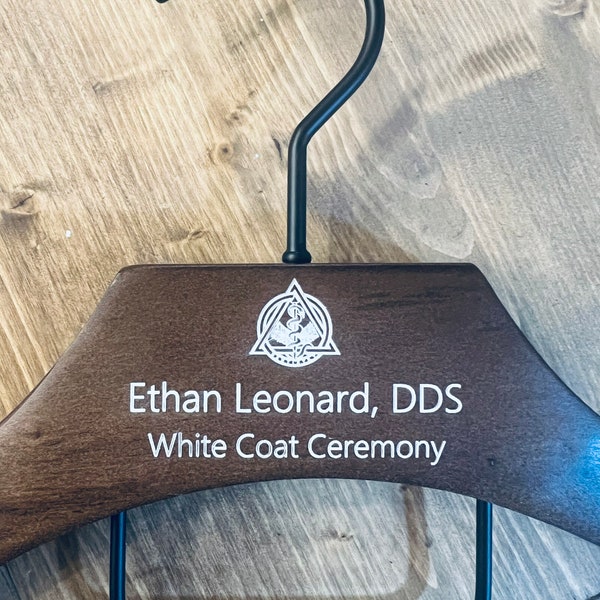 SHIPS QUICK! Custom Made to Order Choose your Own Wording White Coat Hanger Ceremony Doctor Graduation Gift Quality! Caduceus Dentistry