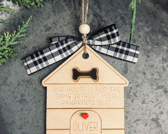 Custom Remembrance Pet Ornament Wooden Personalized Year Doghouse Mans Best Friend