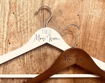 Laser Engraved Wedding Hanger | Personalized Bridal Party Wooden Hanger