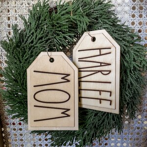 Laser engraved wooden stocking tags or gift tags image 2