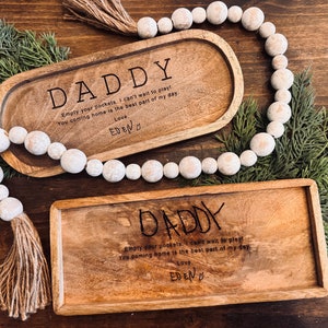 CUSTOM Papa Fangen alle Schlüssel Brieftasche Geldwechsel Nachttisch Vatertag Opa Holz graviert Made to Order Großeltern
