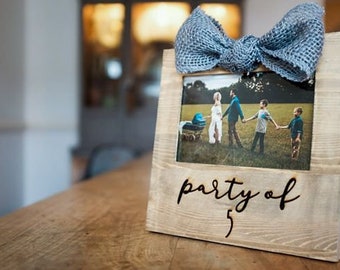 Laser Engraved Wooden 4x6 Picture Frame with bow