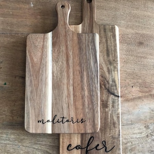 Personalized Wooden Cutting Board: Laser Engraved Paddle Charcuterie Board