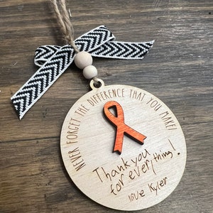 Personalized Cancer Ribbon Ornament: Engraved Thank You Gift
