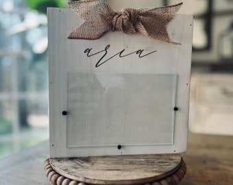 YOUR Laser Engraved Handwritten Wooden Picture Frame Grandparent Father’s Day Dad Mom Teacher Uncle Sibling Handwriting 4.5x3 Box Frame Bow