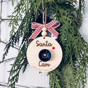 Adorno de cámara de Papá Noel 3D con lente REAL Lista de buenos elfos espías navideños del Polo Norte