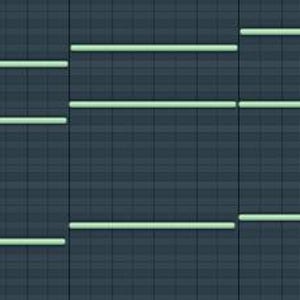 Puede incluir: Interfaz de producci&oacute;n musical digital con un fondo de cuadr&iacute;cula verde oscuro. L&iacute;neas horizontales de color verde claro est&aacute;n dispuestas en un patr&oacute;n escalonado, sugiriendo una secuencia musical o forma de onda. Las l&iacute;neas var&iacute;an en longitud y posici&oacute;n.