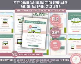 Editable Etsy Shop Download Link Instruction Canva Templates, Etsy Shop Thank You Page, Etsy Seller Tools, Digital Product Download Link PLR