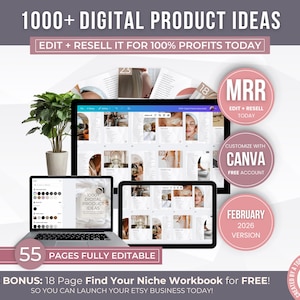 1000 Digital Product Ideas To Create And Sell Today For Passive Income, Etsy Digital Product Idea PLR/MRR, Bestseller Etsy Product Guide MRR