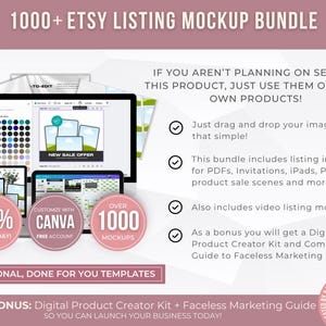 Etsy Listing Mockup Bundle with PLR and MRR, Editable Canva Mockups for Etsy Listing, Etsy Product Image Mockup Templates, Video Mockups image 13