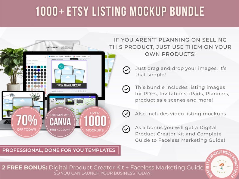 Etsy Listing Mockup Bundle with PLR and MRR, Editable Canva Mockups for Etsy Listing, Etsy Product Image Mockup Templates, Video Mockups image 13