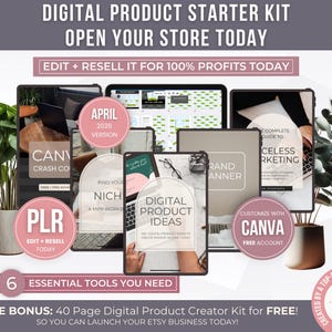 Digital Product Starter Kit with Private Label Rights, Sell Digital Products on Etsy PLR Guides, Editable How to Sell Template, eBook, Guide