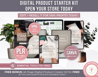 Digital Product Starter Kit with Private Label Rights, Sell Digital Products on Etsy PLR Guides, Editable How to Sell Template, eBook, Guide