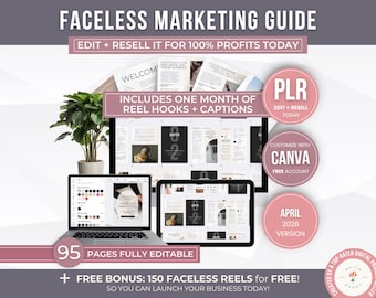 Complete Faceless Digital Marketing Guide with PLR, 95-Page Digital Business Guide Ebook, Resell Rebrand Faceless Digital Marketing Business