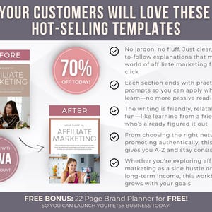 Affiliate Marketing Ebook Editable Canva Template with PLR, Etsy Shop Launch Template Resell Rights, Rebrand Affiliate Market Template PLR image 6
