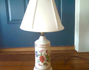 Vintage Tilden Thurber Han-Painted Porcelain Floral Lamp TESTED WORKING