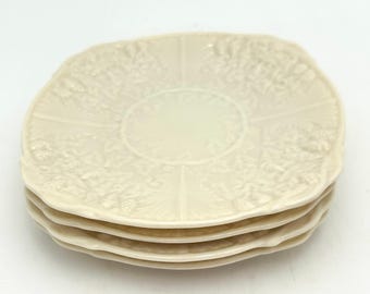 Juego de 4 platos vintage Belleek de porcelana irlandesa con forma de máscara de Baco de 17 cm.