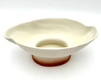 Cuenco con pedestal vintage Gilmer Pottery Texas 272, MCM, Art Déco, color marrón crema