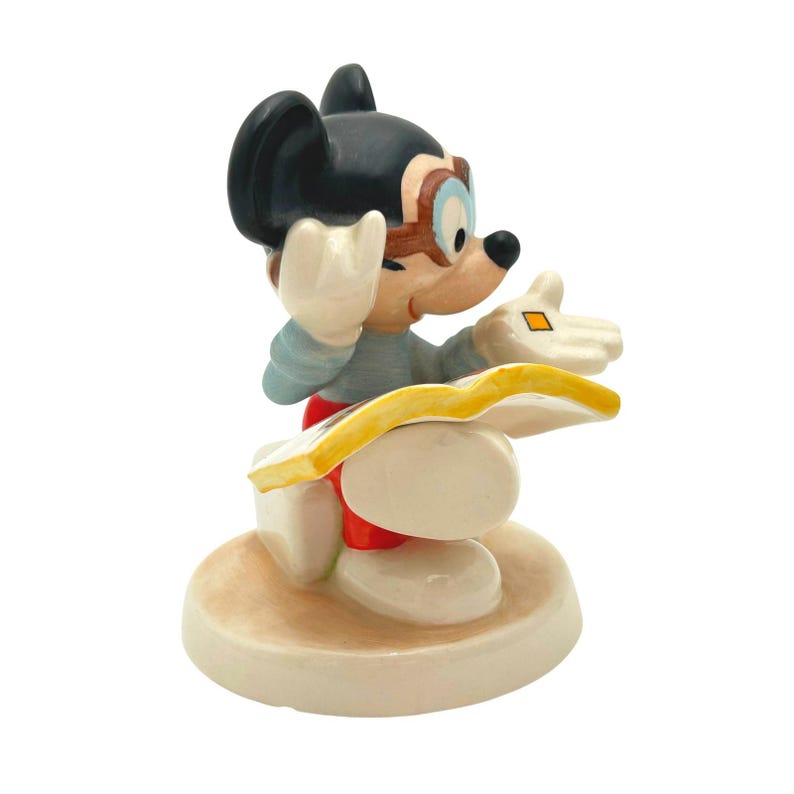 Figura de cerámica vintage de Mickey Mouse Científico de Disney de Goebel de 4 pulgadas, firmada y numerada. imagen 3