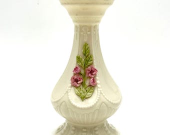 Belleek Ireland Parian China Flor de cerezo Jarrón pequeño Ivory Pink Floral 0636